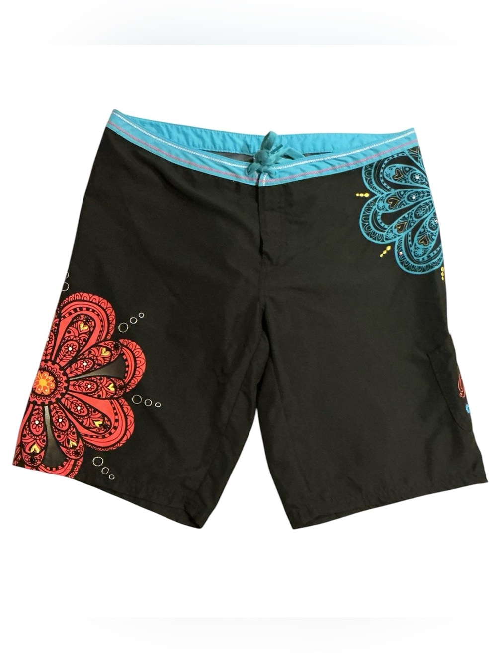 Body Glove women’s swim board shorts boardshorts sz Medium black Mandala design